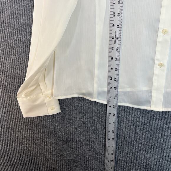 Vintage Worthington Womens Satin Blouse Size 12 Ivory Button Up Sheer Fairy Y2K - Picture 8 of 8
